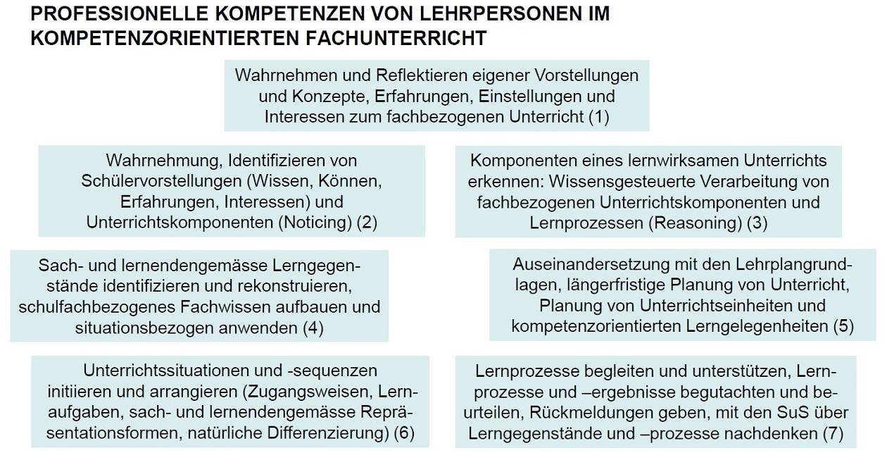 Abbildung 1: Professionelle Kompetenzen von Lehrpersonen im Kompetenzorientierten Fachunterricht