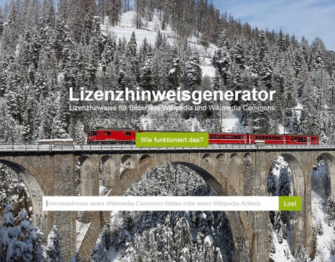 Screenshot Website Lizenzhinweisgenerator