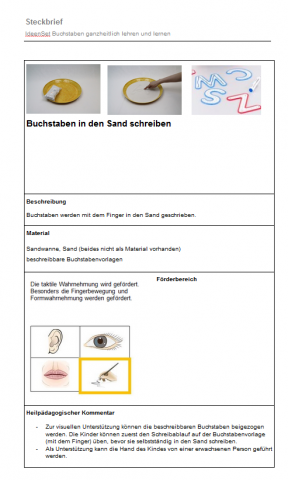 IdeenSet Buchstaben ganzheitlich lehren und lernen Buchstaben in den Sand schreibem