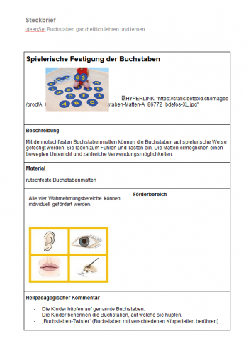 IdeenSet Buchstaben ganzheitlich lehren und lernen spielerische Festigung der Buchstaben