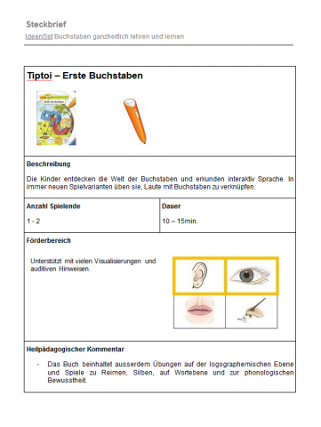 IdeenSet Buchstaben ganzheitlich lehren und lernen Tiptoi erste Buchstaben