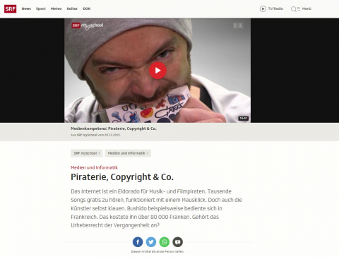 Screeshot Website Piraterie, Copyright und Co.