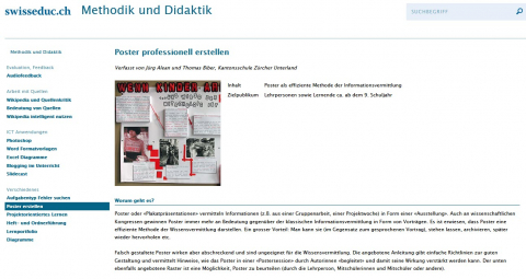 Screenshot Webseite Swisseduc Poster erstellen