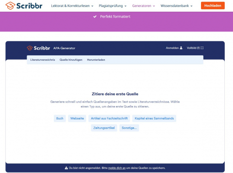 Screenshot Scribbr-APA-Generator