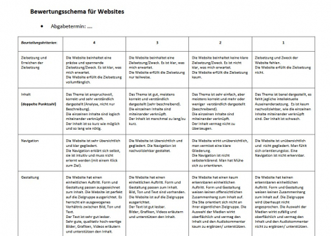 Screenshot Bewertungschema Website