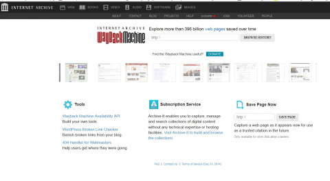Screenshot Website Waybackmaschine
