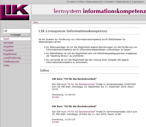 Screenshot Website LIK