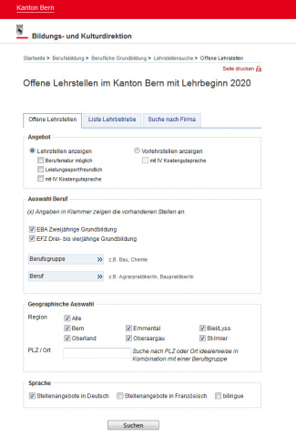 Lehrstellenportal Bildungs- und Kulturdirektion
