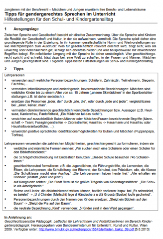 IdeenSet JonglierenBerufswahl Berufswahlunterricht SprechenGendergerecht