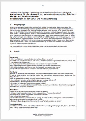 IdeenSet JonglierenBerufswahl Berufswahlunterricht UnterrichtsmaterialGeschlechtergerecht
