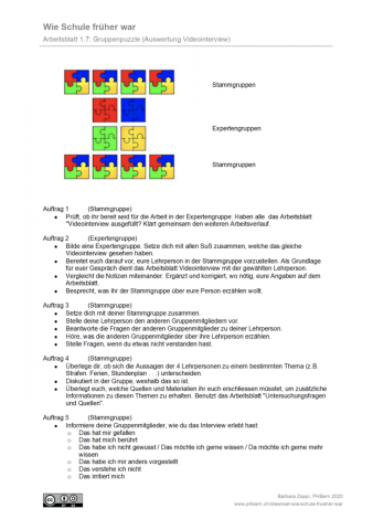 IdeenSet Wie Schule frueher war AB7 Gruppenpuzzle