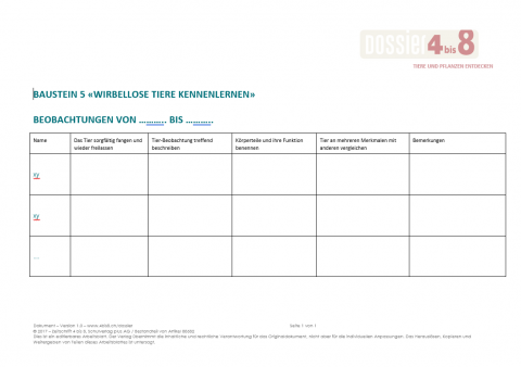 ideenset_dossier4bis8_tiereundpflanzenentdecken_-beobachtungsbogenwirbellosekleintier