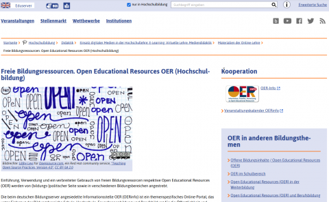 Artikel zu OER auf dem deutschen Bildungsserver