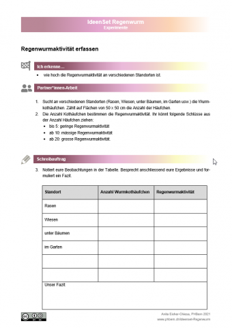 Experiment "Regenwurmaktivität erfassen"