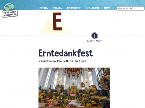 Webseite Religion entdecken Erntedankfest