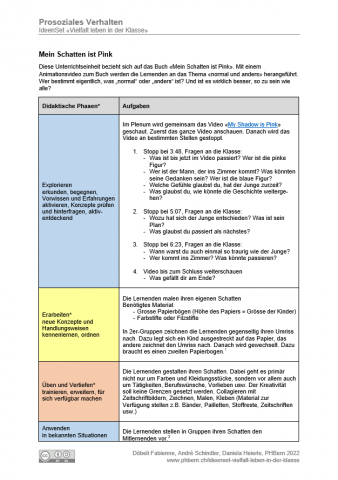 Ideenset_VielfaltLebenInDerKlasse_DidaktischePhasenMeinSchattenIstPink