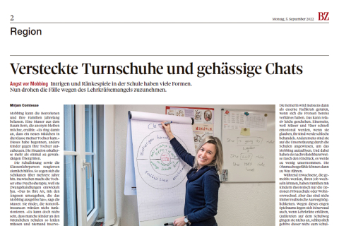 Zeitungsartikel BZ – Thema Mobbing, Abbildung Frau