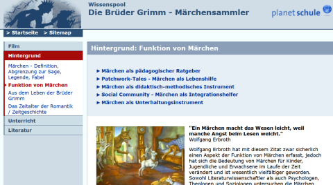 Website Planet Wissen Brüder Grimm