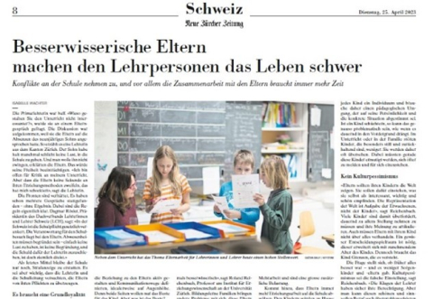 NZZ-Artikel zur Zusammenarbeit zwischen Eltern und Schulen