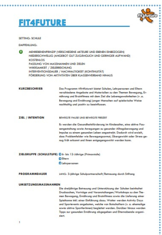 Factsheet Primarschulstufe - Ideenset Bewegte Schule