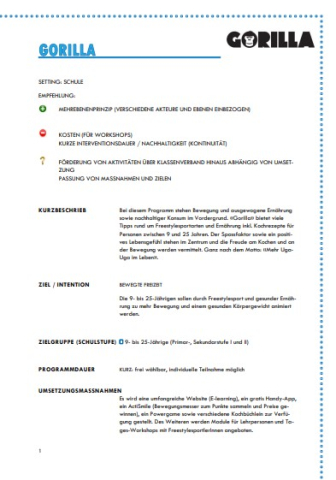 Factsheet Sekundarschulstufe - Bewegte Schule