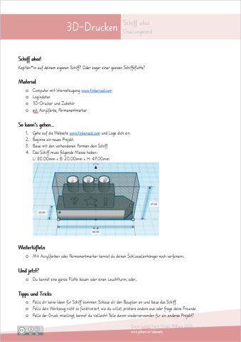 IdeenSet 3DDrucken SchiffAhoi Challengecard