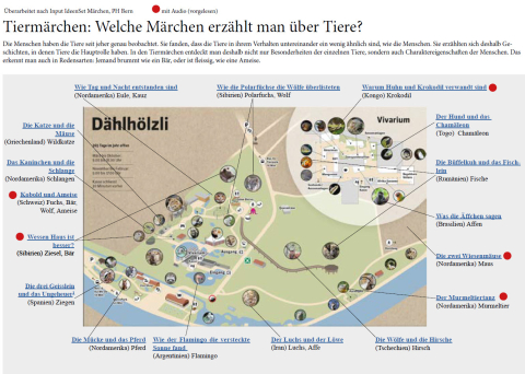 Lageplan des Tierpark Daehlhoelzli mit den dazugehörigen Tiermaercen
