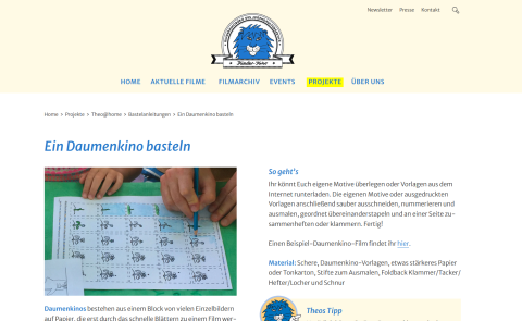 Screenshot der Website Kinderkinobüro