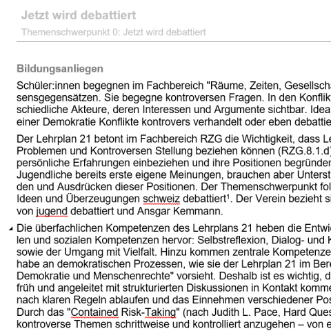 T0 Jetzt wird debattiert