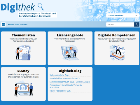 Ein Schreenshot der Website "Digithek"