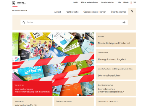 Screenshot der Seite "Fächernet"