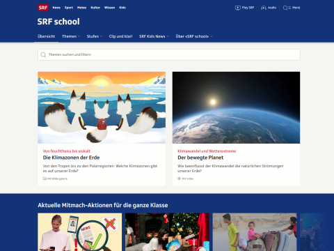 Ein Screenshot der Seite "SRF School"