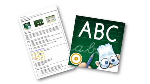 Vorschau des Steckbriefs sowie des App-Store-Icons für "Yetis Buchstaben-Spielplatz".