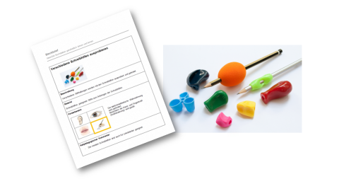 Vorschau des Steckbriefs sowie Abbildung verschiedener Schreibhilfen