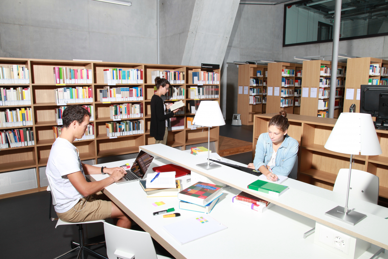 Studierende lernen in der Bibliothek