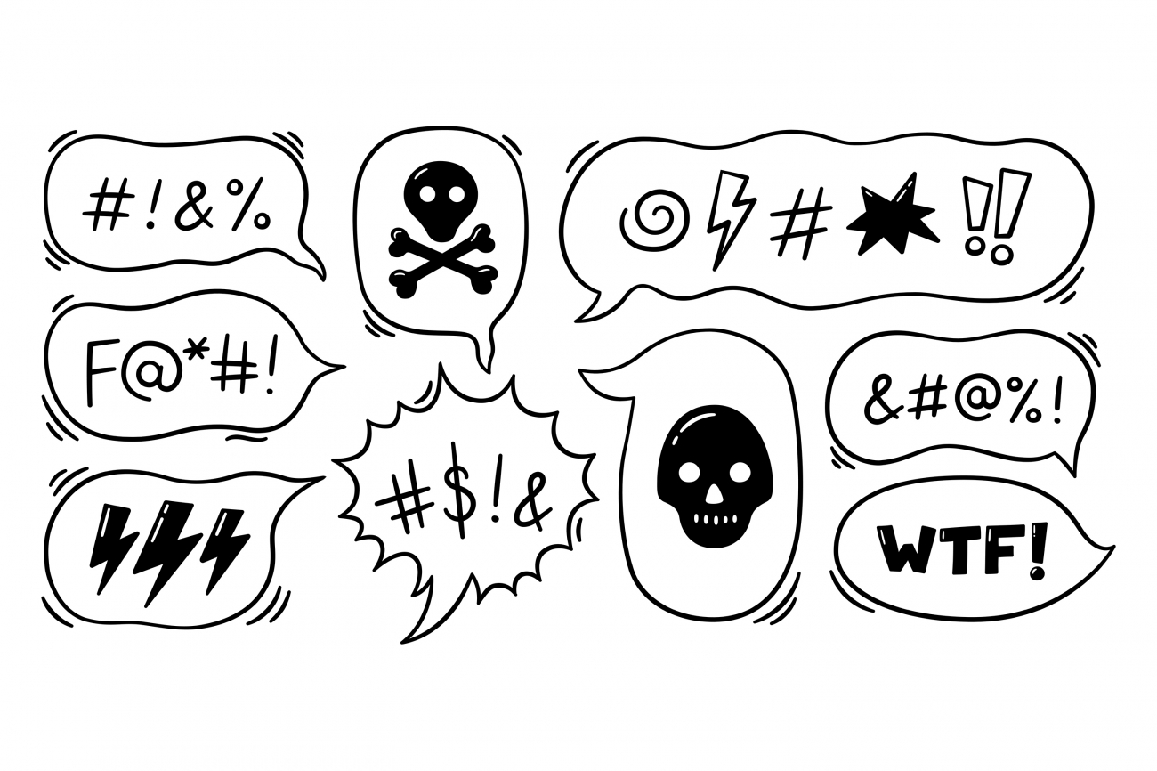 Sprechblasen mit wüsten Ausdrücken (Illustrationen)