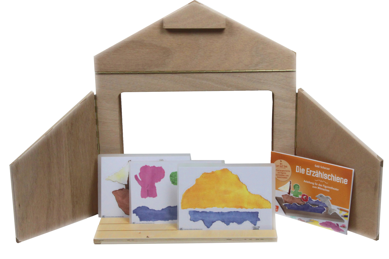 AM8035 Kamishibai Holzrahmen A3 plus Erzählschiene mit Anleitung