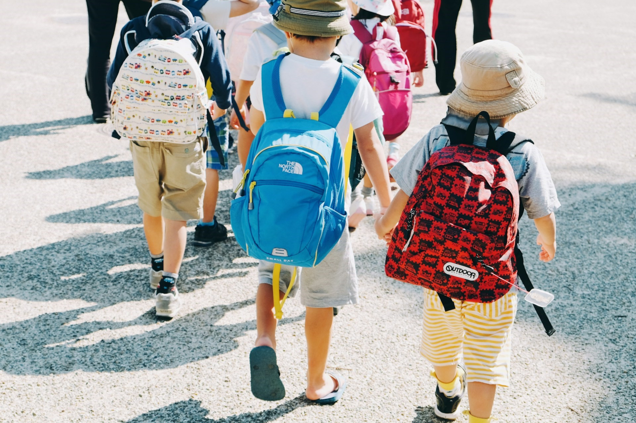 Schulklasse unterwegs